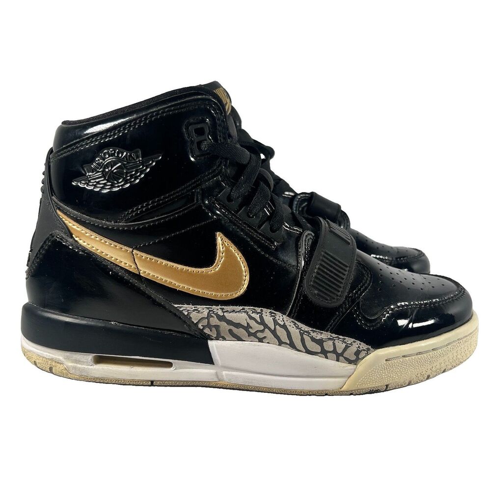Nike Air Jordan Legacy 312 GS Mid Black Metallic Gold Youth Size 6.5Y AT4040-007